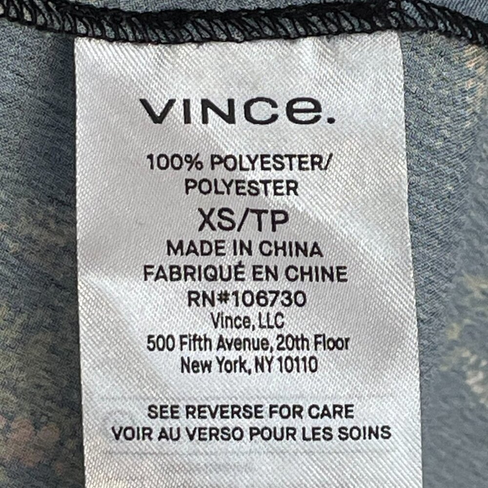 Vince Black Floral Long Sleeve Midi Dress XS Elegant V-Neck Casual Chic - Picture 14 of 15